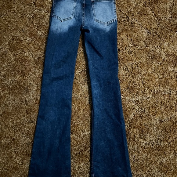 Blue Flare Wide Leg Jeans with Gradient Wash - Picture 2 of 3